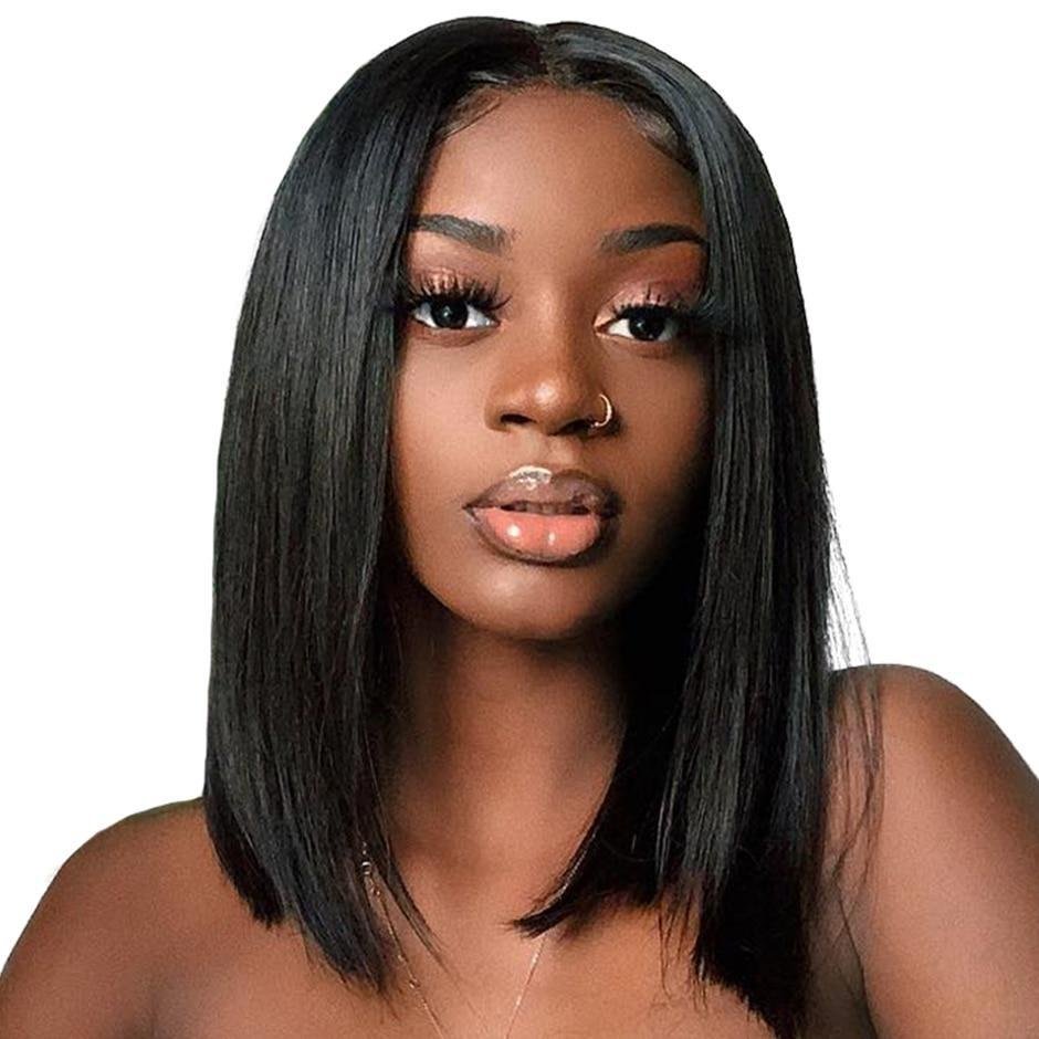 Wig Straight Bob Lace Front Human Hair Wigs-elleschic