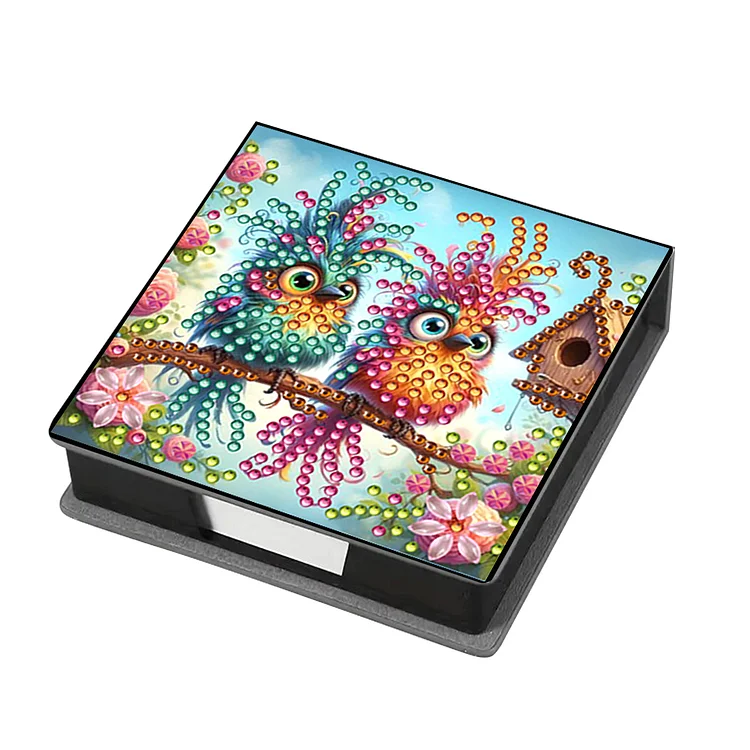 Abstract Birds Leather Diamond Painting Notecard Box 5D DIY Diamond Art Note Box