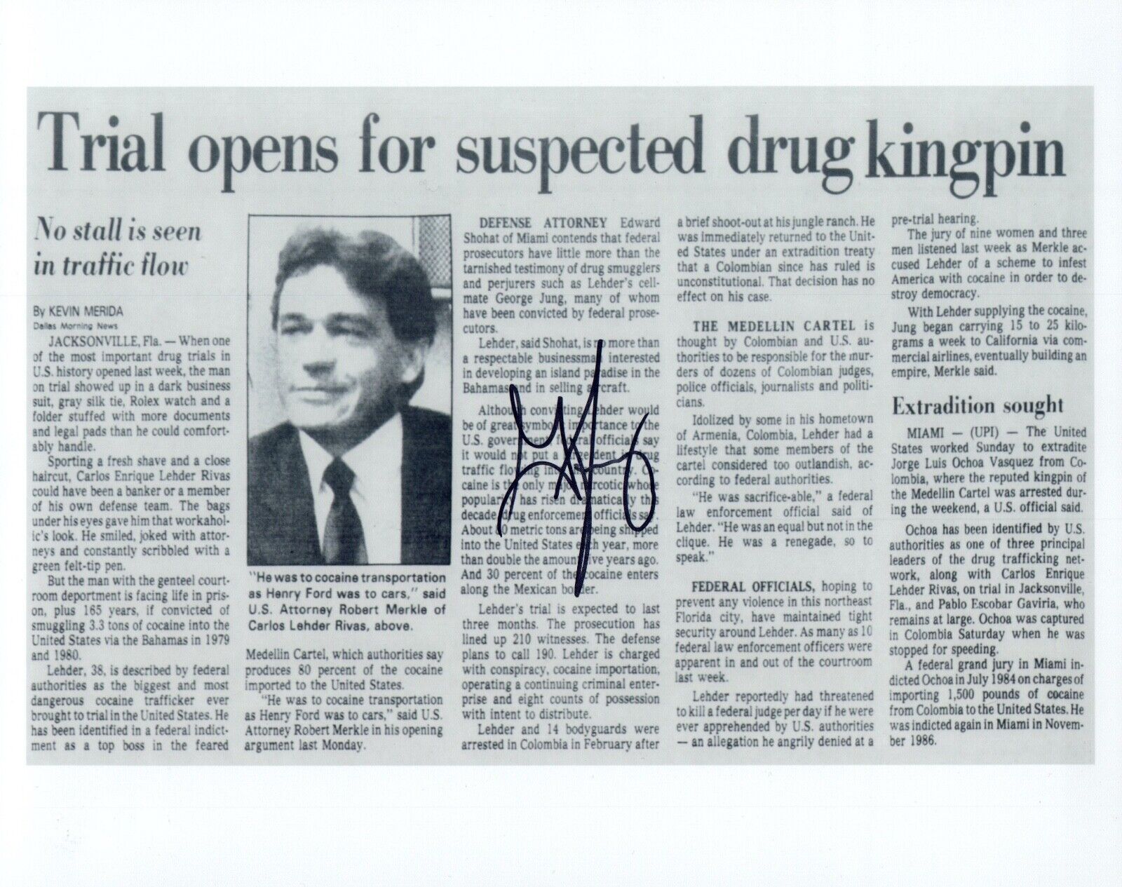 Boston George Jung Signed Rare Newspaper 8x10 Photo Poster painting Blow Movie Smuggler BAS COA