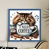 Coffee Cat-Partial 11CT Stamped Cross Stitch Bead Embroidery 36*36cm/14.17*14.17in tapestrymarket