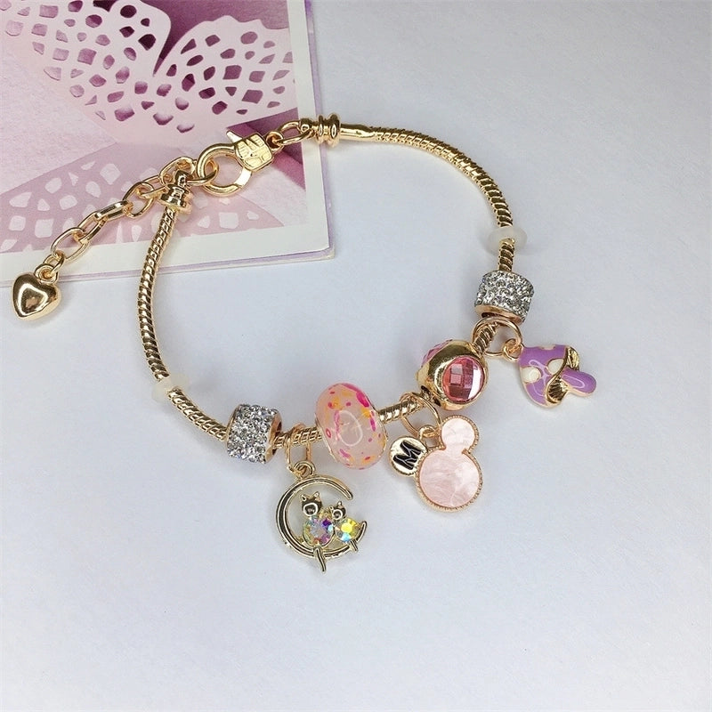 Cute Minimalist Dolphin Heart Shape Flower Stainless Steel Alloy Resin Rhinestones Bangle In Bulk