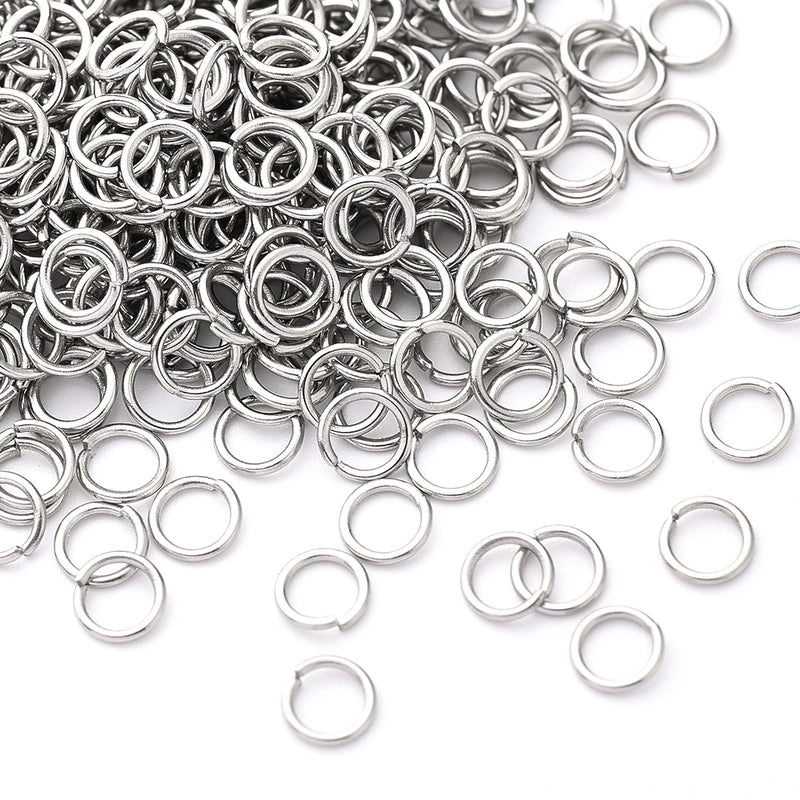 500 Pcs/Package 4×0.7mm 5×0.7mm Hole 2~2.9mm Hole 4~4.9mm 304 Stainless Steel Circle Simple Solid Color Polished Open Jump Rings