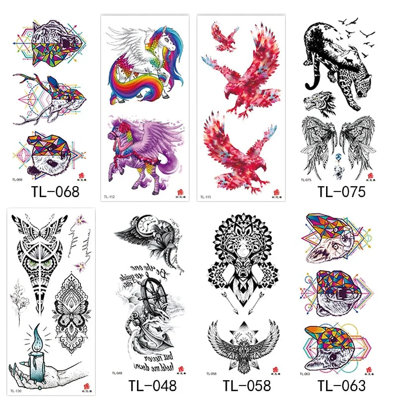Flower arm waterproof tattoo stickers half arm painted animal durable waterproof European and American temporary tattoo stickers