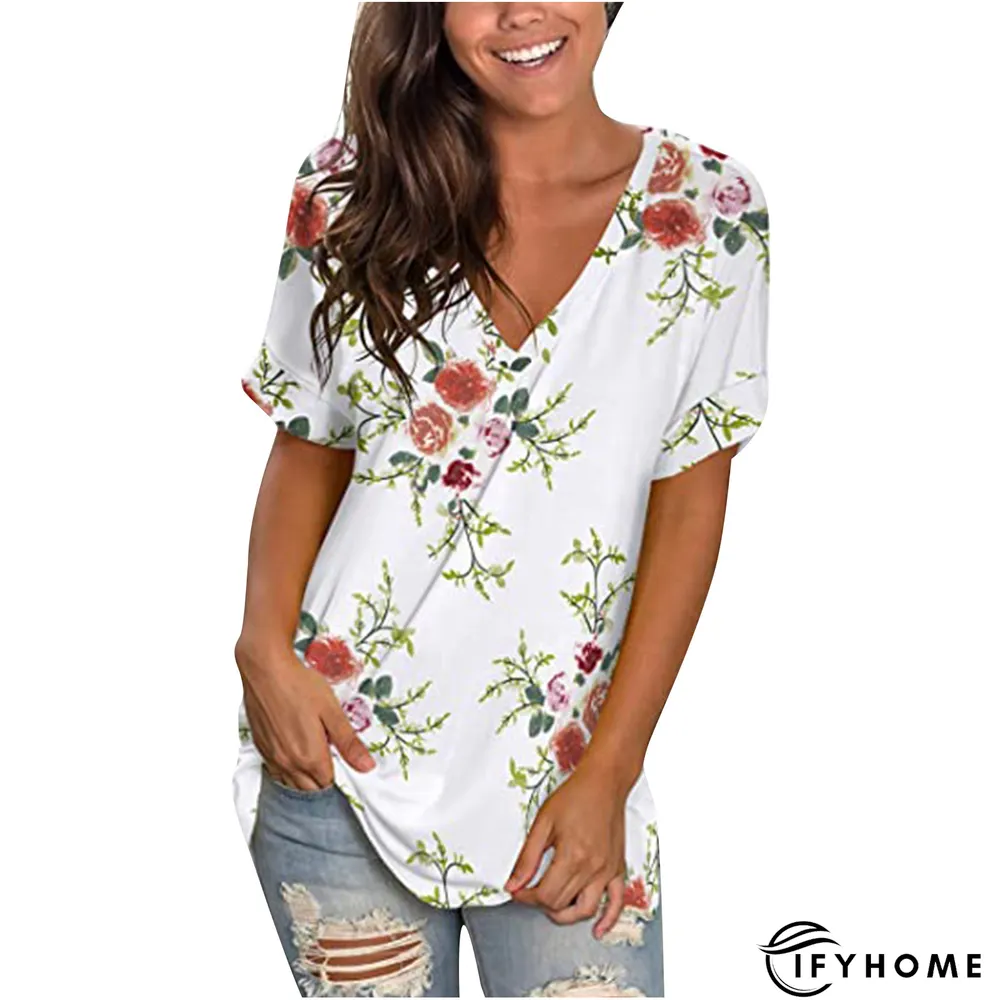 V Neck Cotton Casual T-shirt | IFYHOME