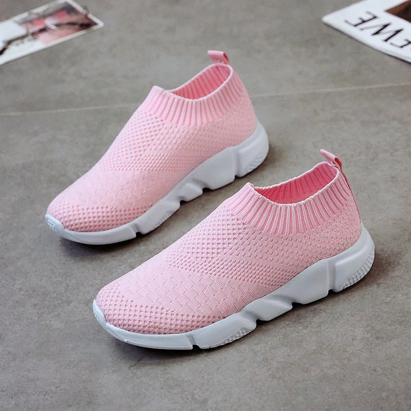 Summer women's sneakers Vulcanized Shoes Sock Sneakers Women Slip On Flat Shoes Women Plus Size Loafers ladies shoes