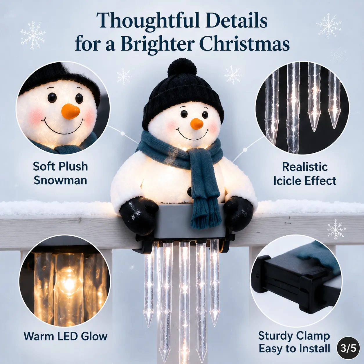 WinterGlow snowman decor feature details
