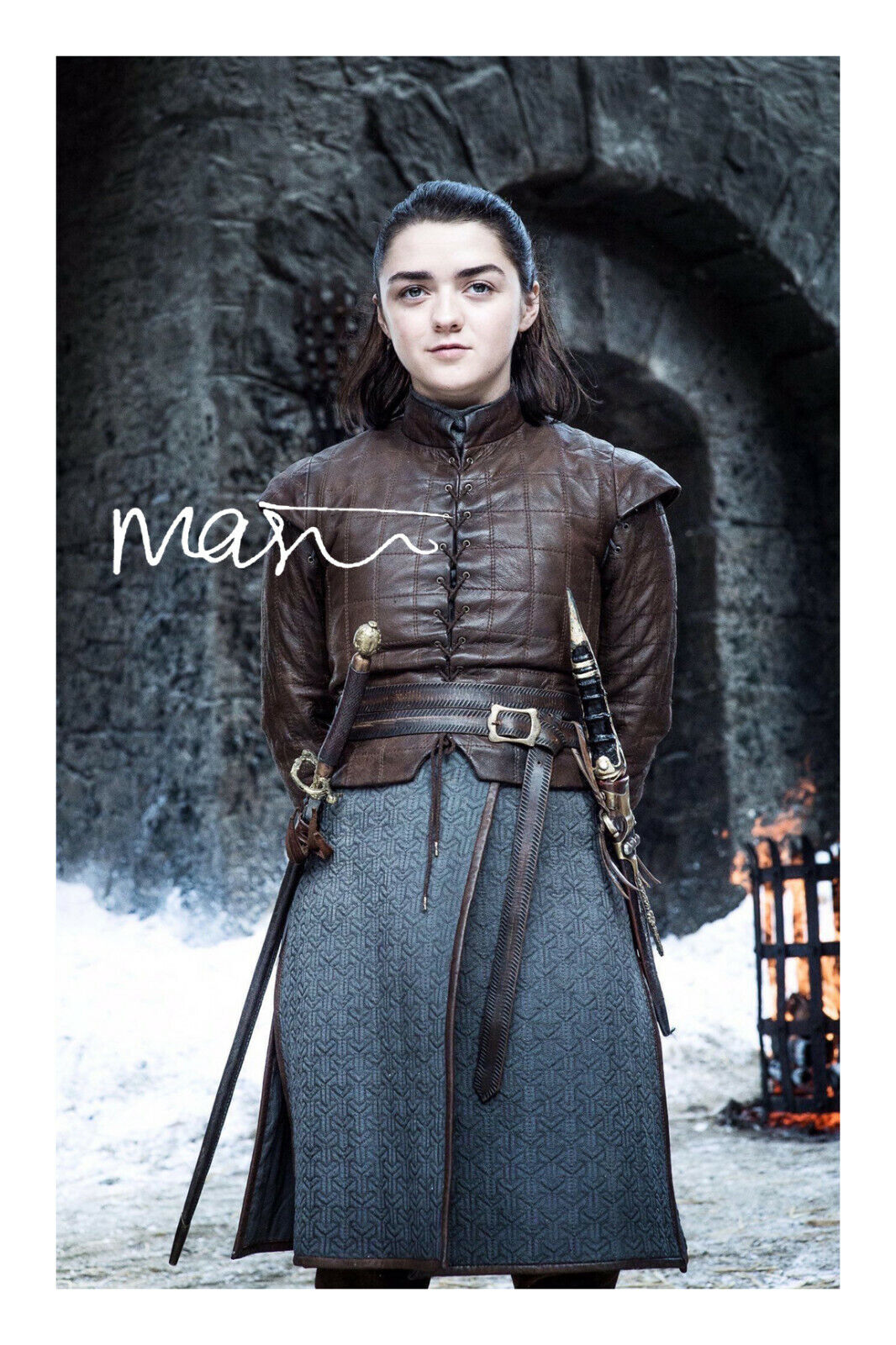 Maisie William Arya Stark Signed A4 Photo Poster painting Print Game Of Thrones GOT Autograph