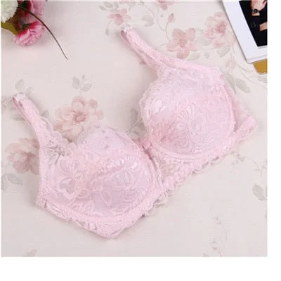 SVOKOR Women Bras Fashion Casual Sexy V-neck Solid Color Chest Pad Lace Sling Nylon Breathable Elasticity Comfortable Women Bras