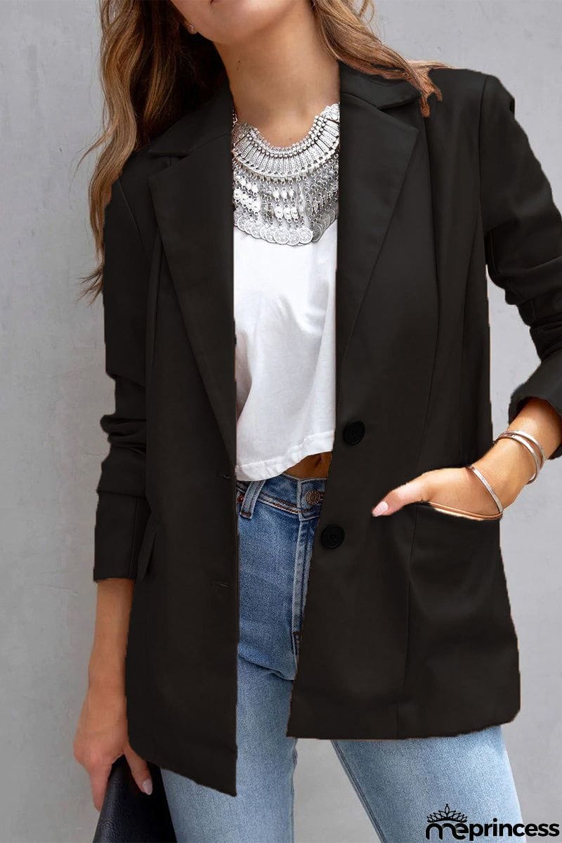 Casual Street Solid Patchwork Buckle Turn-back Collar Outerwear