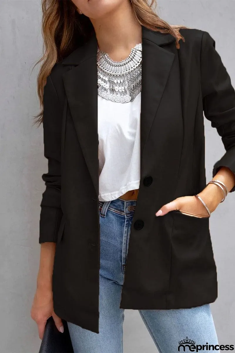 Casual Street Solid Patchwork Buckle Turn-back Collar Outerwear