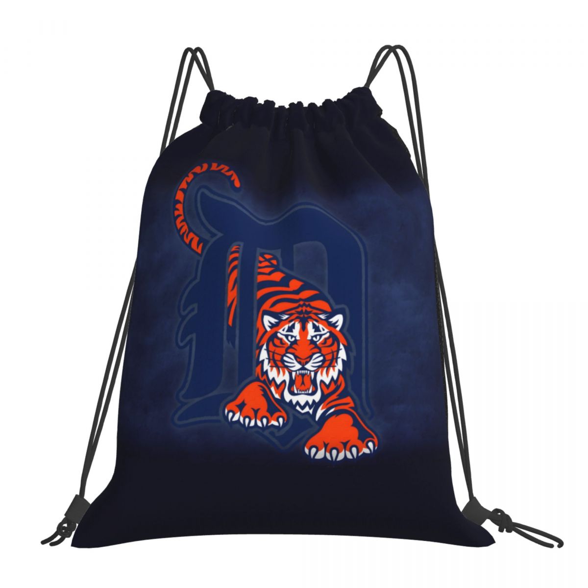 Tiger in Detroit Tigers Logo Drawstring Bags for School Gym
