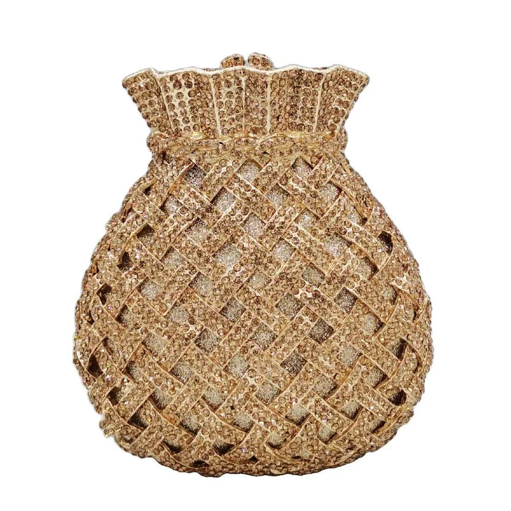 Fashion Yellow Crystal Evening Bags Party Purse Pouch Designer Bridal Wedding Clutch Bags Women Prom Handbags SM43