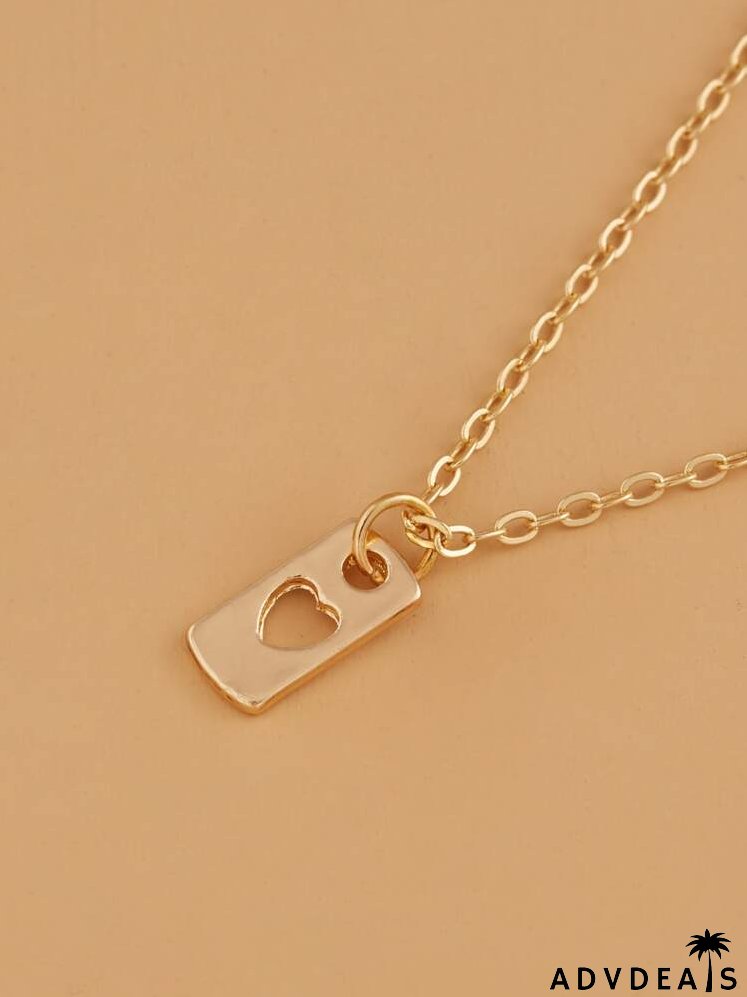 Hollow Out Heart Charm Necklace