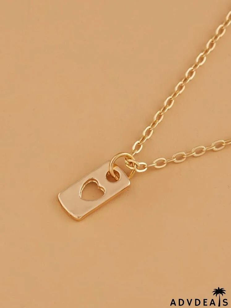 Hollow Out Heart Charm Necklace