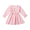 Kid Baby Girl Ruffles Solid  Linen Casual Dresses