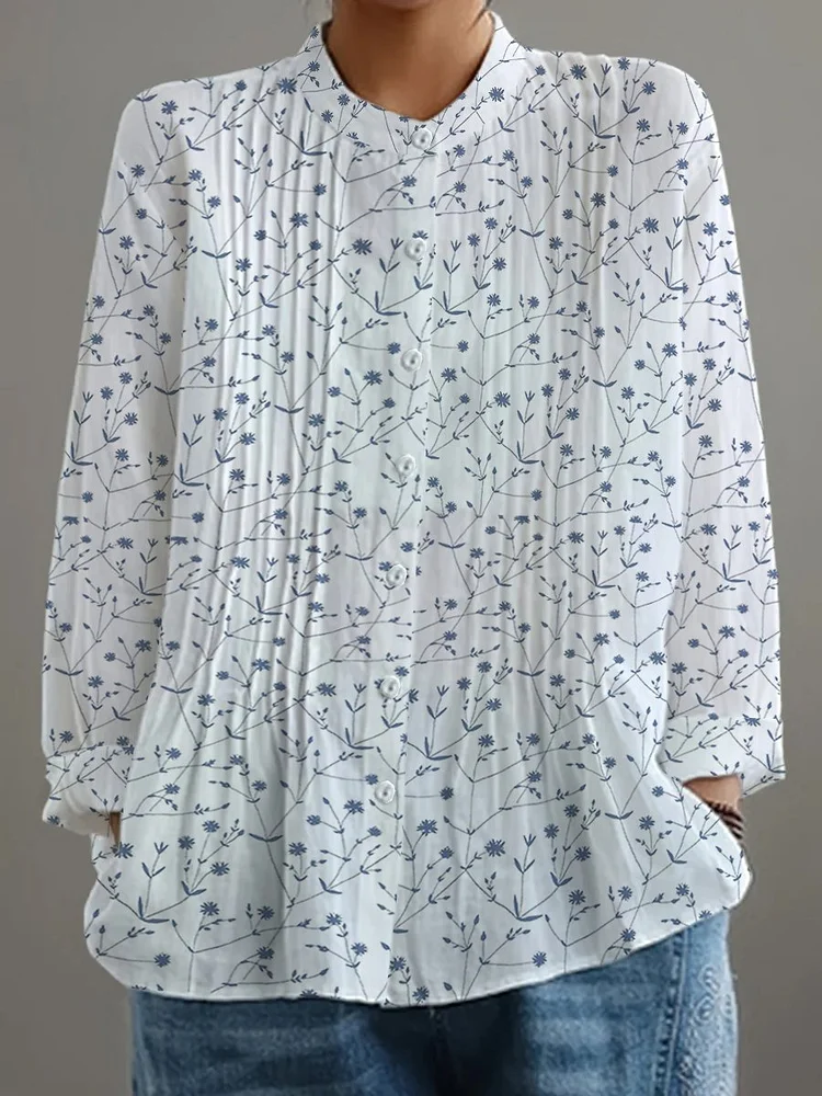 Women's Retro Floral Art Print Casual Shirt 