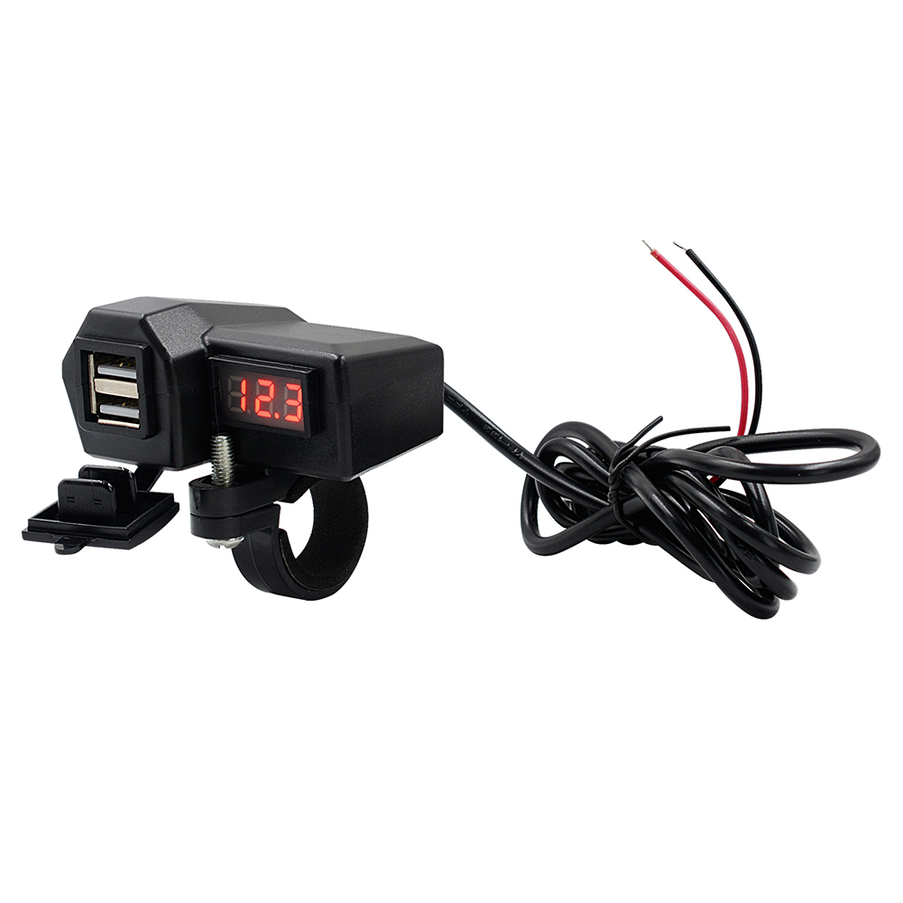 

Motorcycle Handlebar Mirror 3.4A Dual USB Charger Adapter with Voltmeter, 501 Original