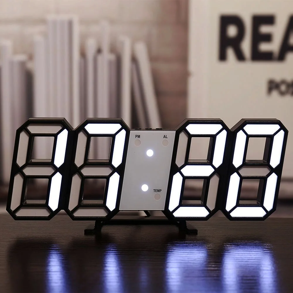 LED Digital Wall Clock Alarm Clock Wall Hanging Table Desk Electronic Digital Clock With 3 Levels Brightness Home Decor