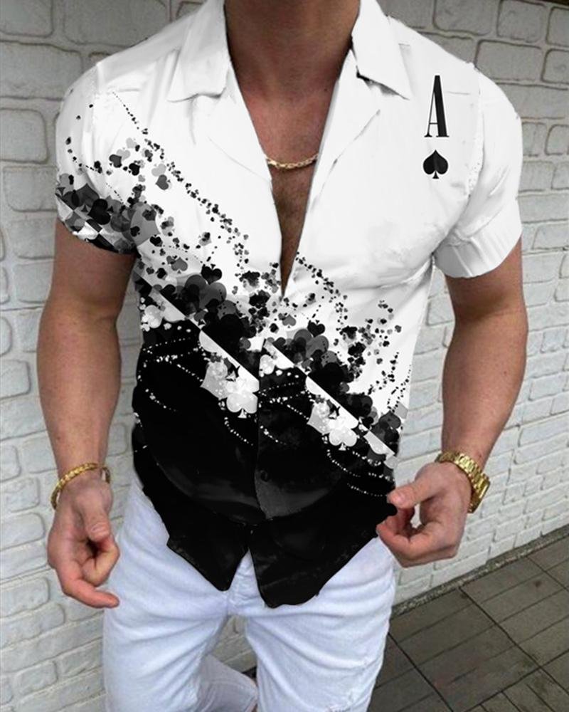 Men's Poker Printed Casual Shirt