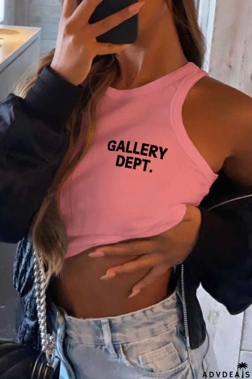 Pink Sexy Print Letter O Neck Tops