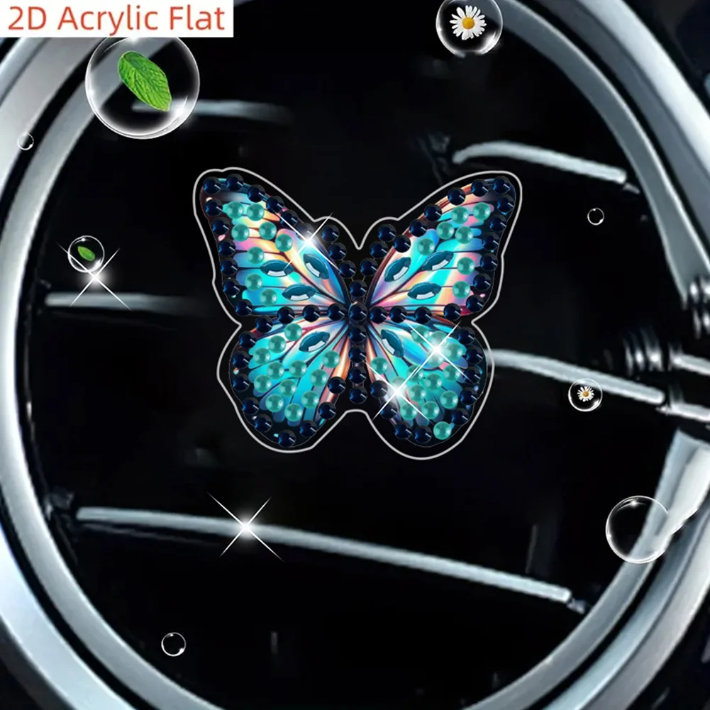 4pc Butterfly DIY Diamond Painting Car Air Vent Clip Air Freshener for Adults