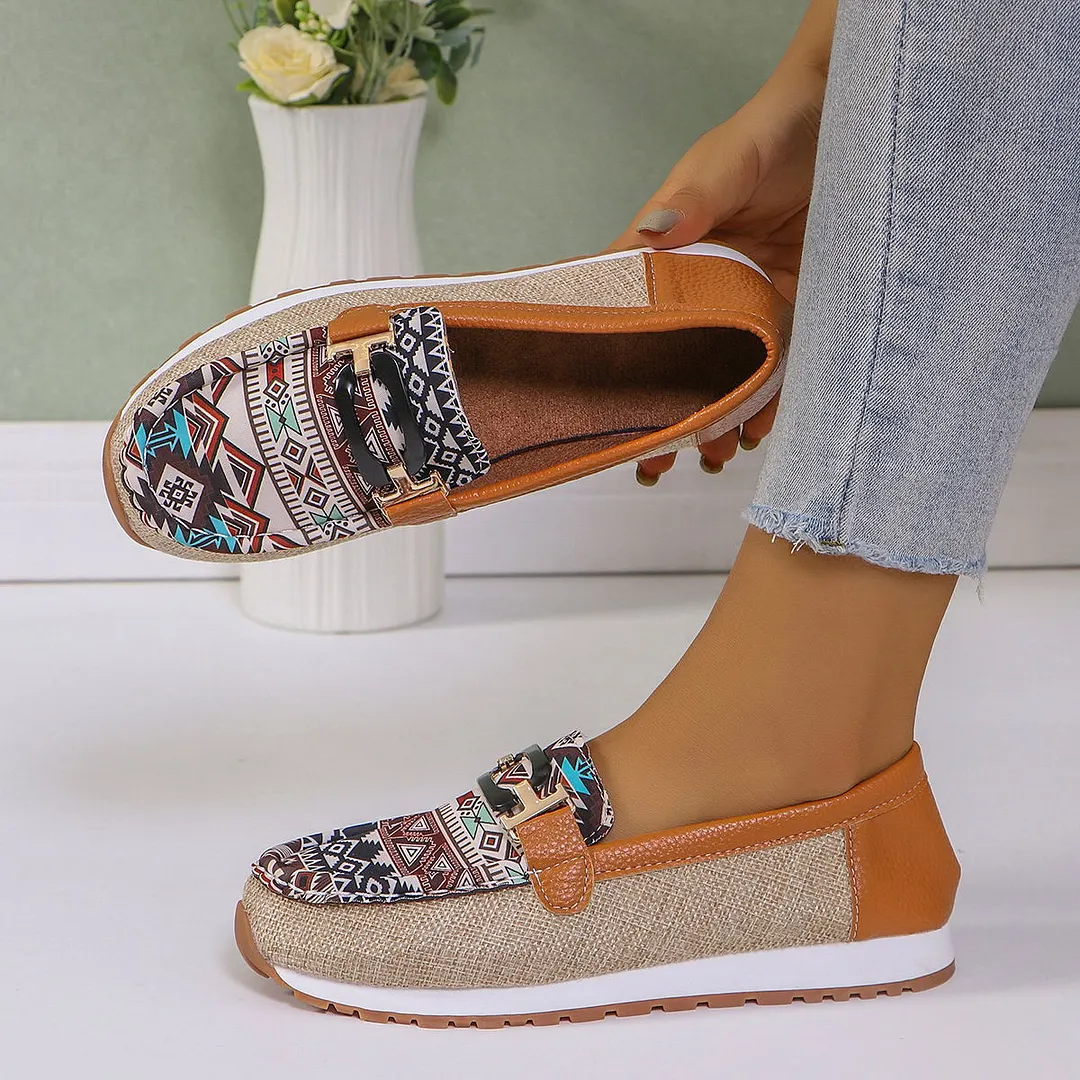 Breakj Breakj New Large-Size Women's Shoes National Wind Metal Buckle Low-Top Single Shoes Women Wear A Foot Pedal Single Shoes