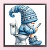 (Small Size)Gnome Going To The Toilet - 18CT Counted Cross Stitch - 25*25cm