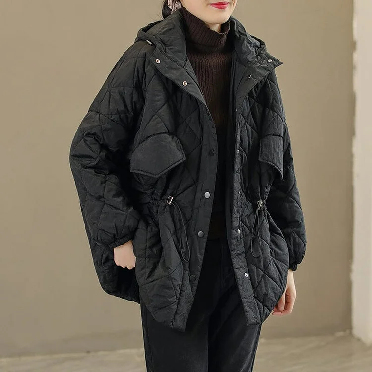 Winter Loose Retro Cotton Quilted Hooded Coat