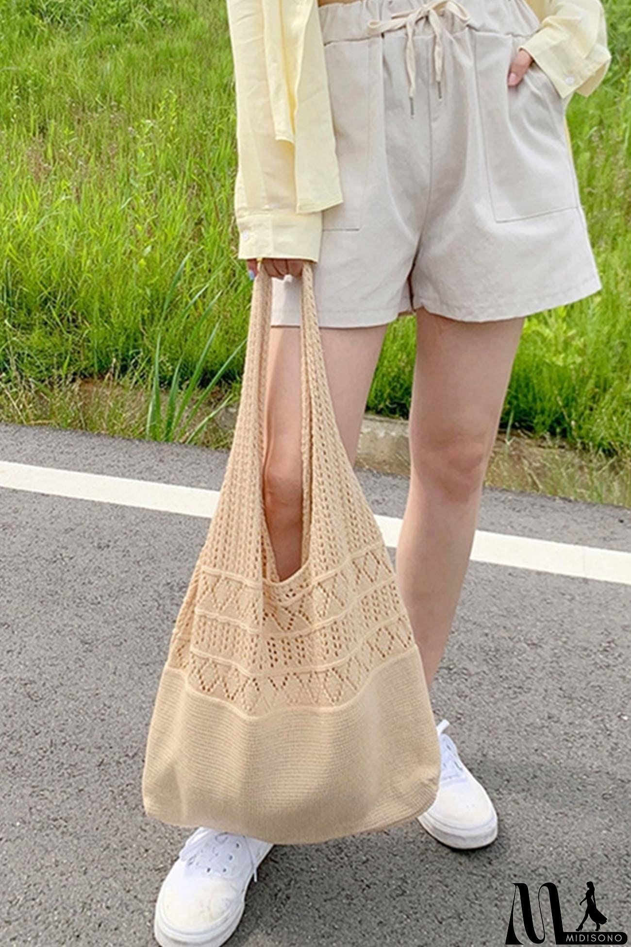 MidiSono - Hollow-out Crochet Knitted Tote Bag