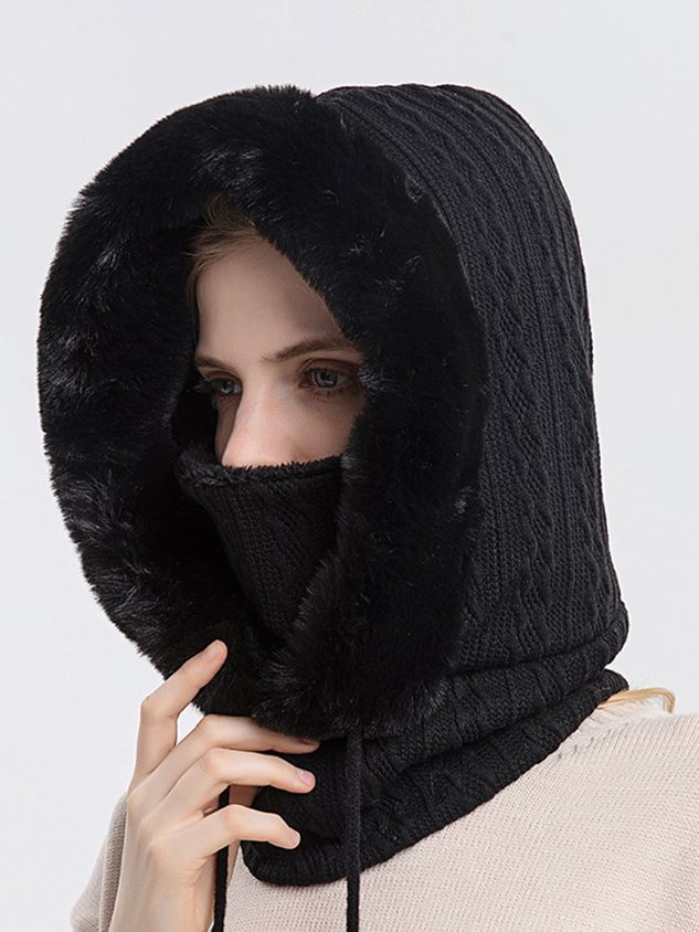 Simple Knitted Warm Scarf Hat