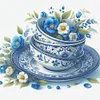 Blue And White Porcelain-Tea Set-14CT Stamped Cross Stitch 40*40cm/15.75*15.75in