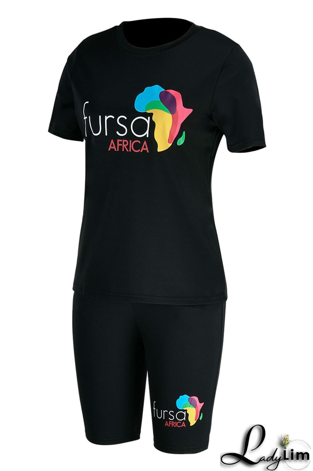 White Fashion Casual Print Basic O Neck Short Sleeve Two Pieces