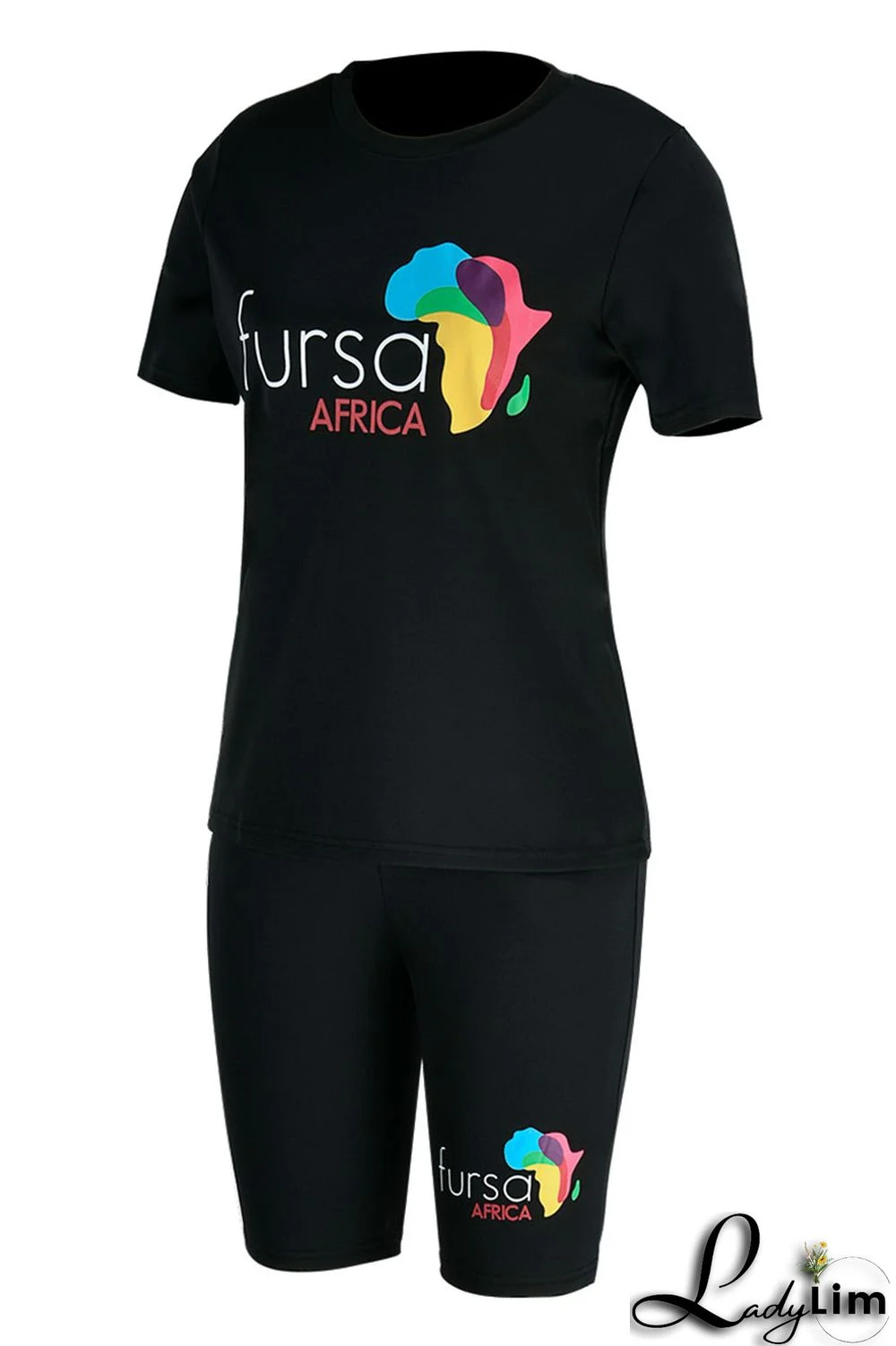 White Fashion Casual Print Basic O Neck Short Sleeve Two Pieces