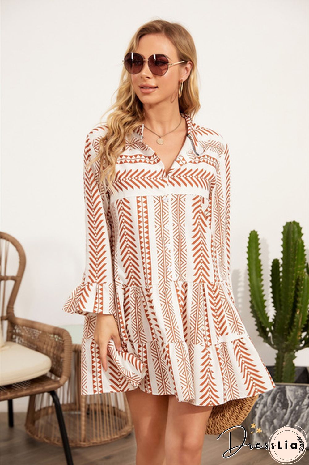 Spring Autumn New Women's Fashion Turn-down Collar Shirt Dress Floral Printed Patchwork Dress Plus Size Women Clothing Loose Mini Dress