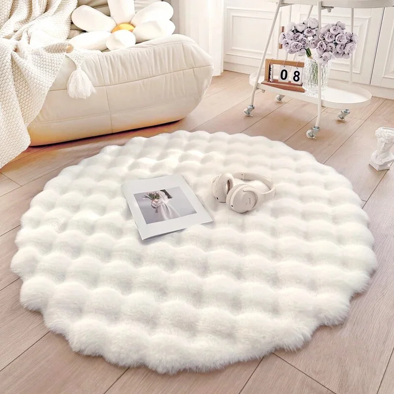Nigikala Round Carpets for Living Room Plush Floor Mat Soft Area Rugs Bedroom Bedside Fluffy Rug Shaggy Carpet Room Decor