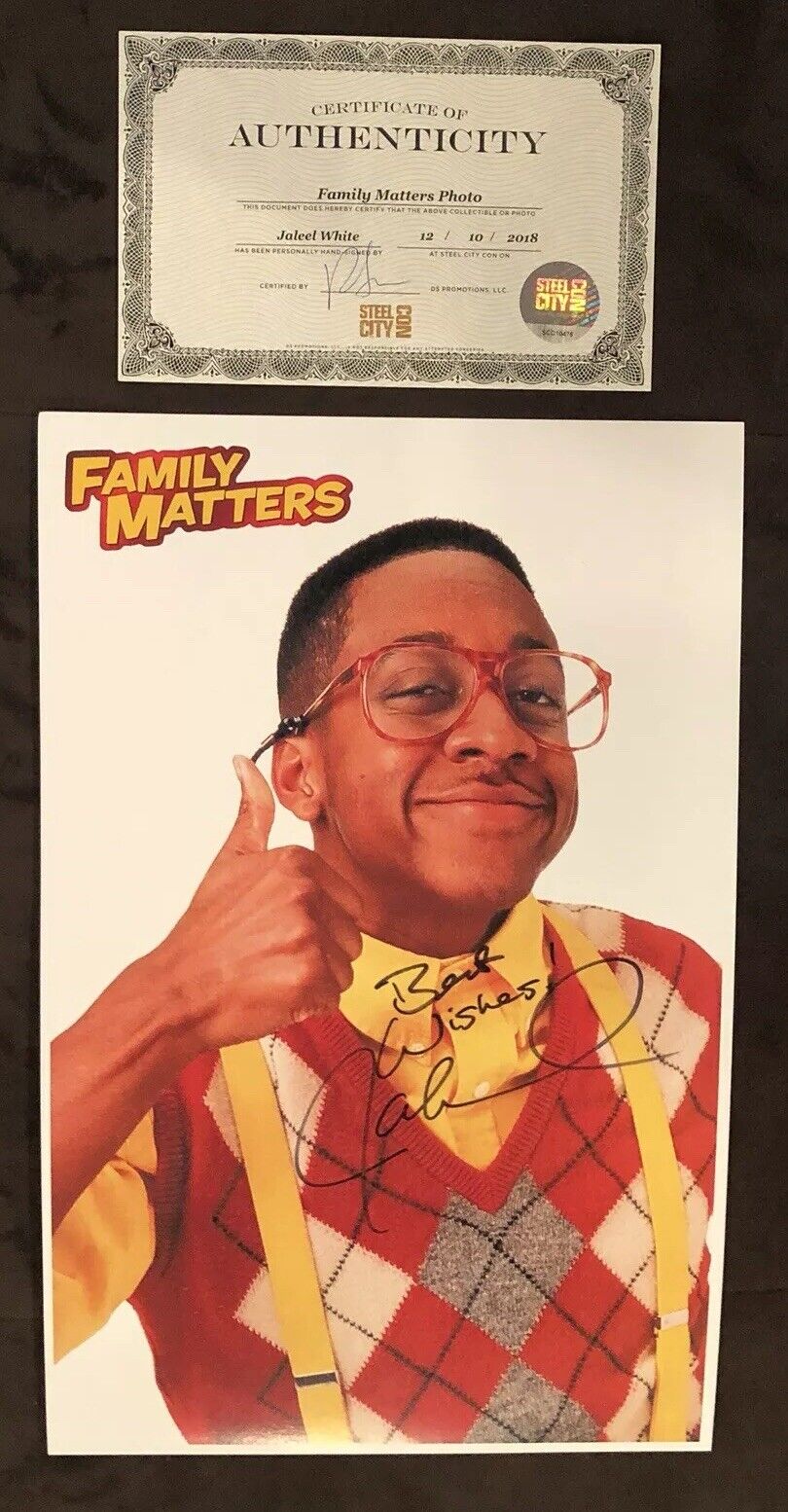 Jaleel White Hand SIGNED 11x17 Photo Poster painting AUTOGRAPH Family Matters Steel City Con COA