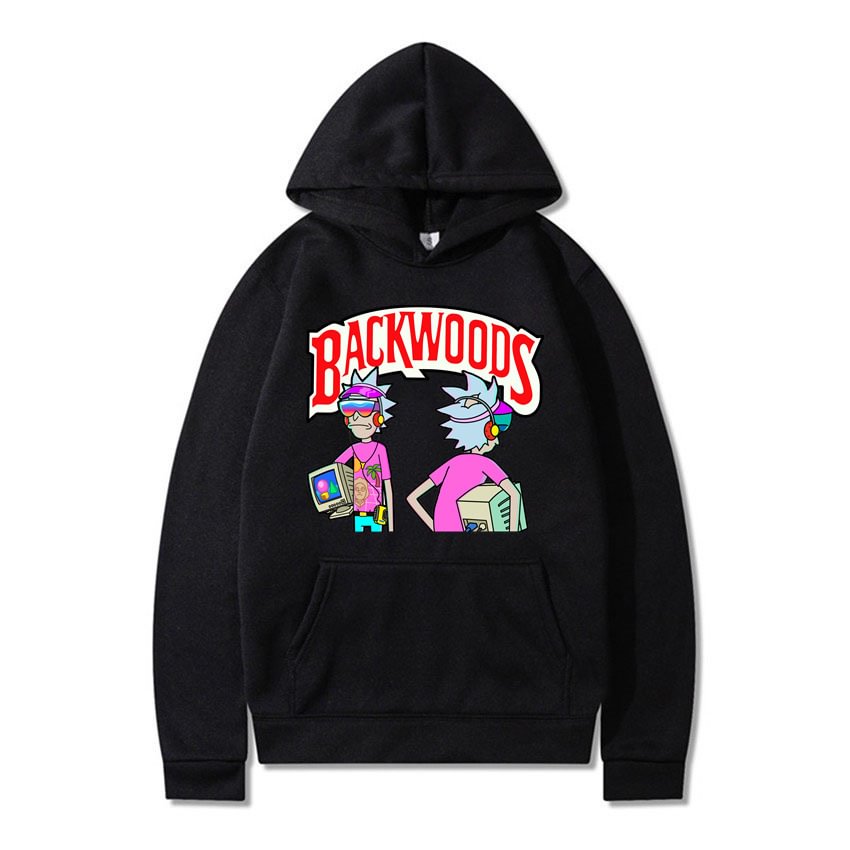 Backwoods Print Men's Hip Hop Casual Sweetshirt Anime Rick Hoodie Coat