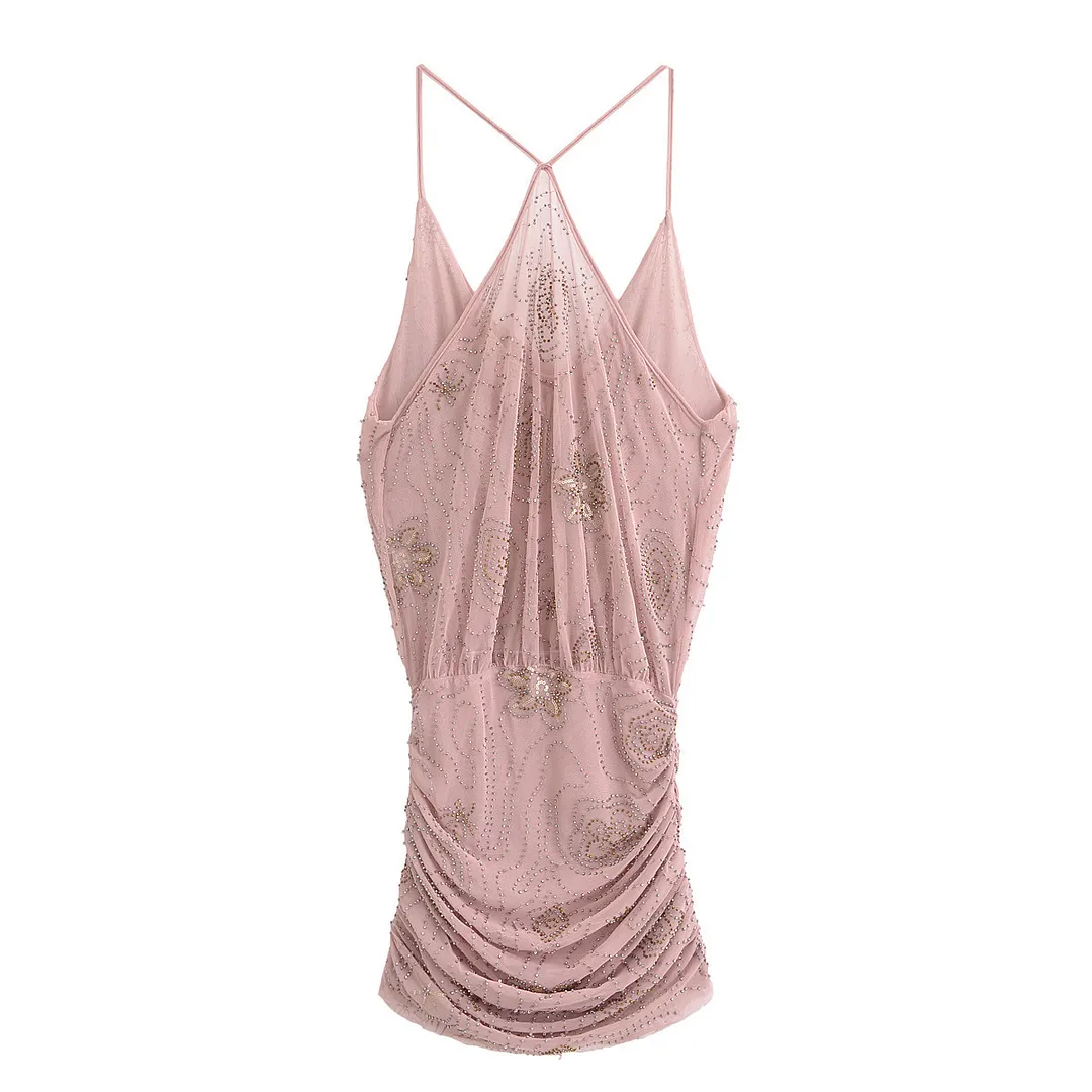 Nigikala Nigikala Women's New Body-Closing Bareback Slit Decorated Mini Dress 4813336