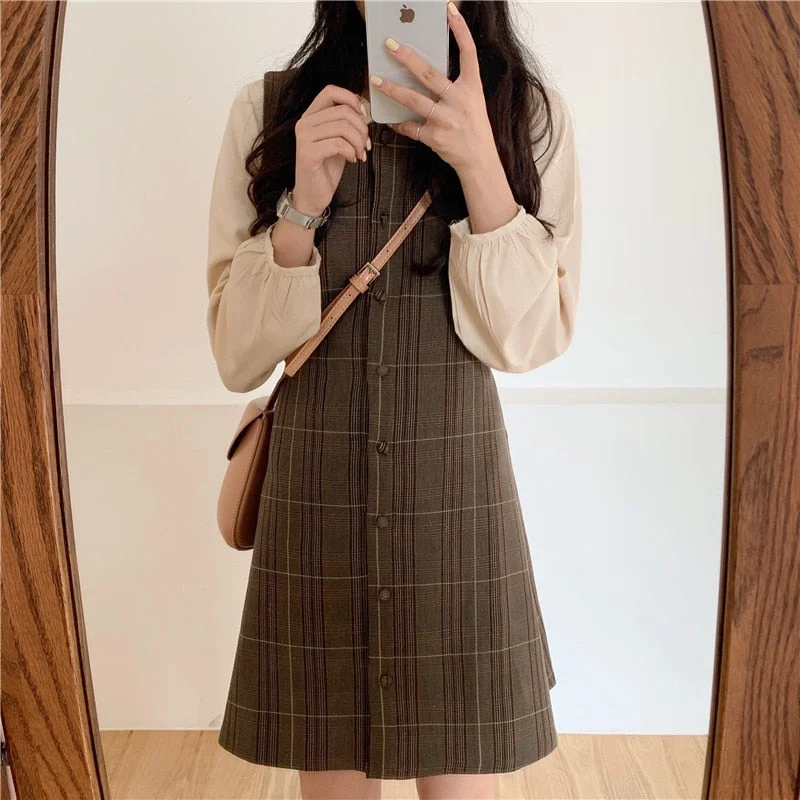 Billlnai 2023 Spring Women'S Dress Girls Plaid Fall Sundress Bodycon Evening Female Vintage Maxi Party Women Dresses Casual Vestido Prom