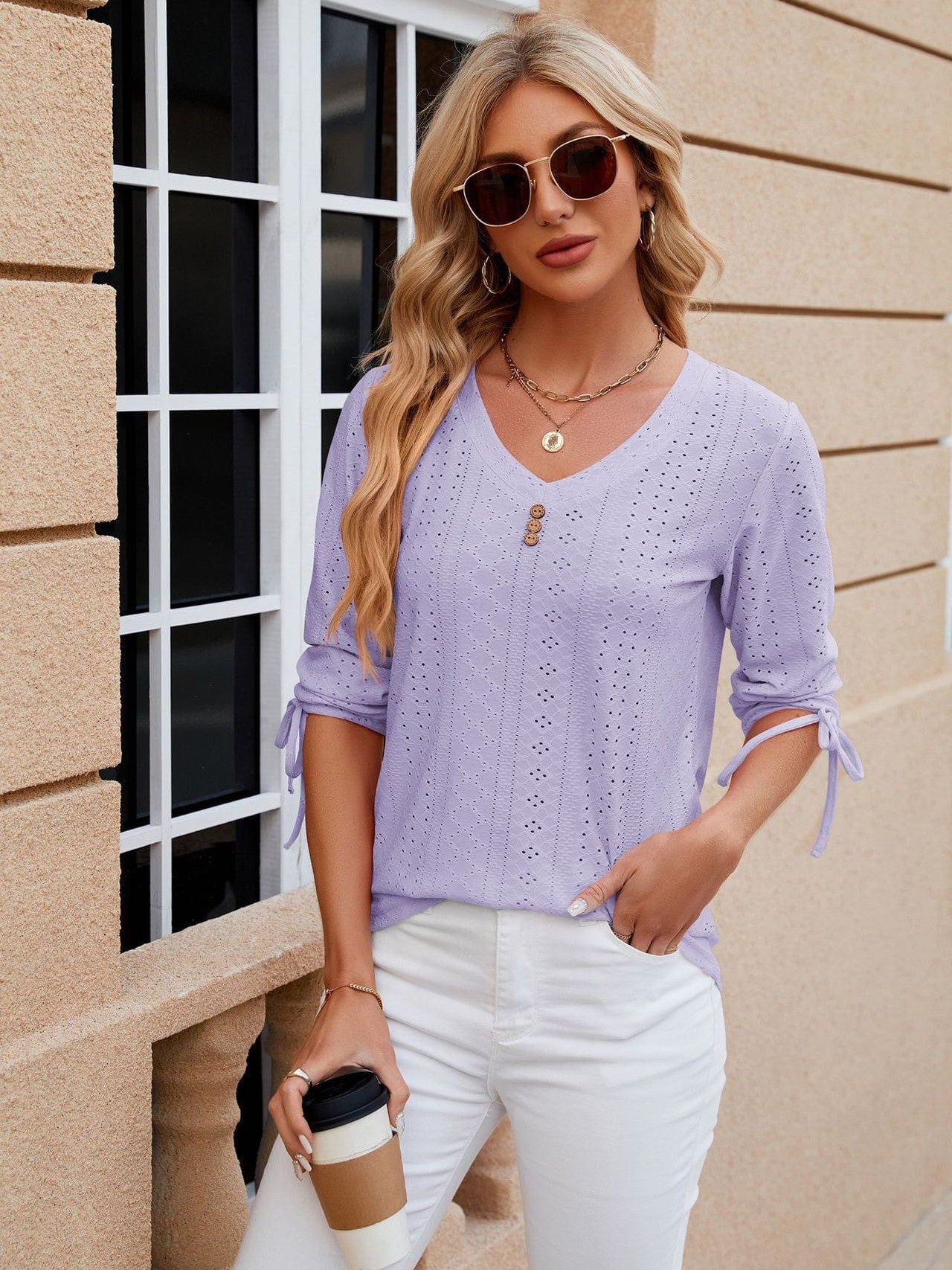 Grey Ribbed Knit Top with Short Sleeves