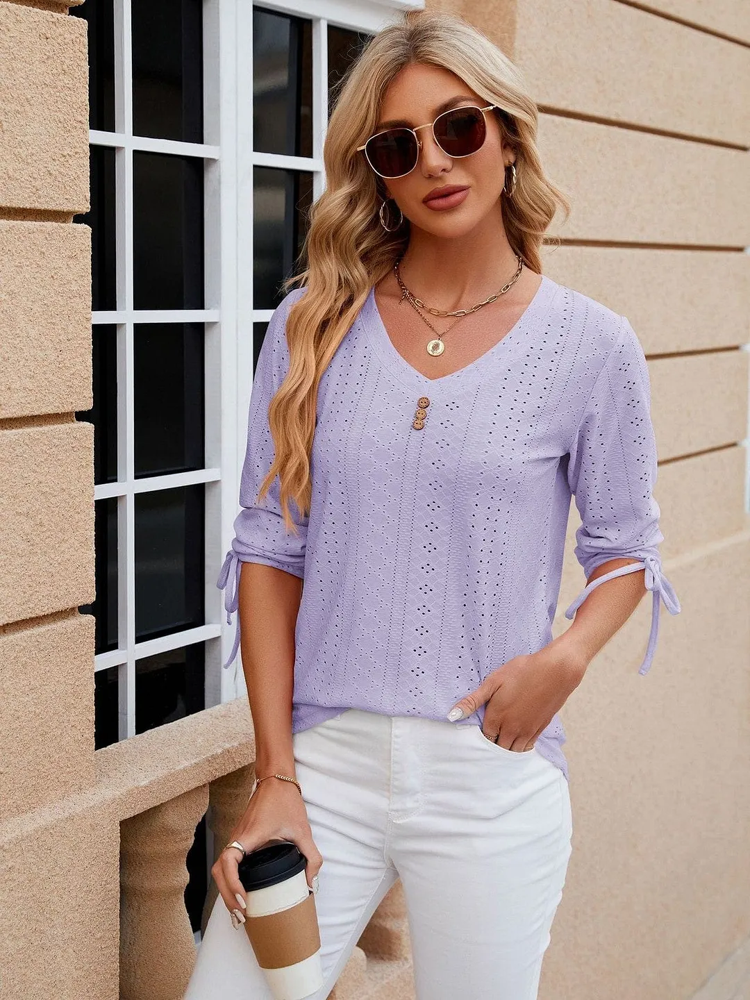 Grey Ribbed Knit Top with Short Sleeves