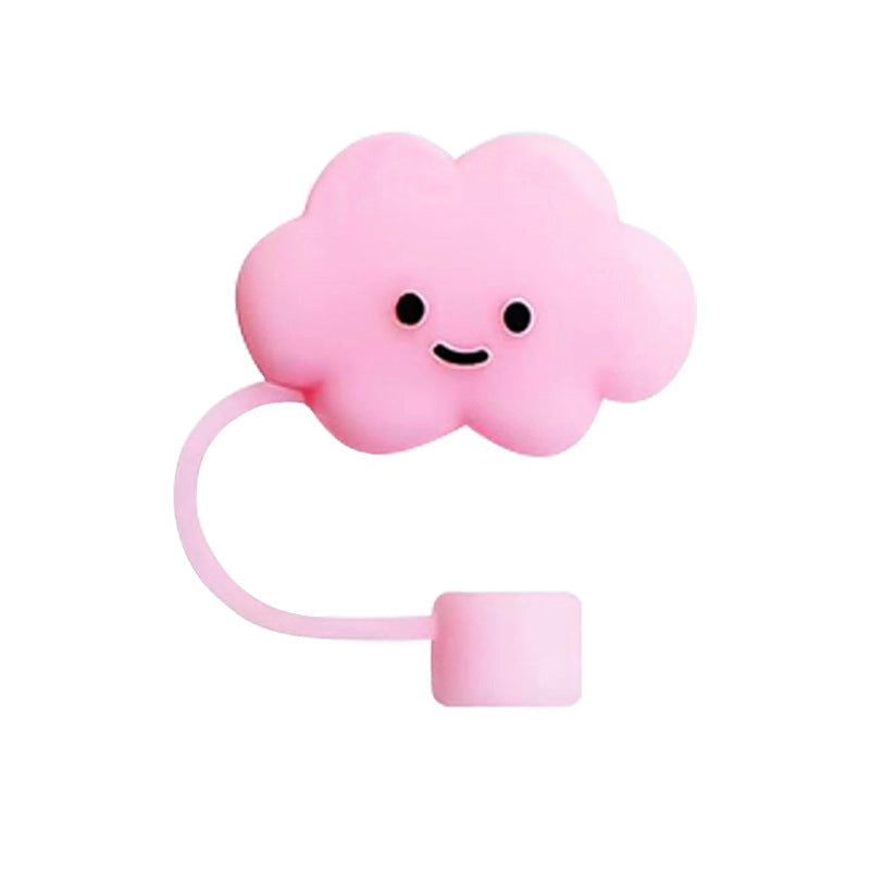 5 Pieces Silicone Straw Cap Flower Cartoon Baiyun Cup Straw Protective Cover Dust Plug 10mm