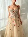 Enchanted Flower Garden Ball Gown Whimsical Cottagecore Princess Formal Dress A Line Tulle Floral Sweetheart Bodice Embroidered Straps