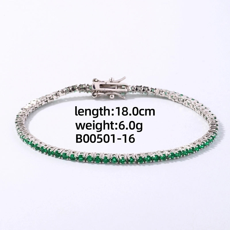 Copper K Gold Plated Rhodium Plated Shiny Plating Inlay Rectangle Zircon Bracelets