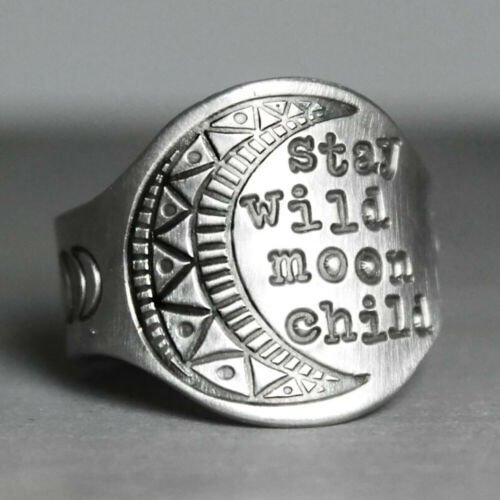 Disc Engraved Moon Pattern Ring