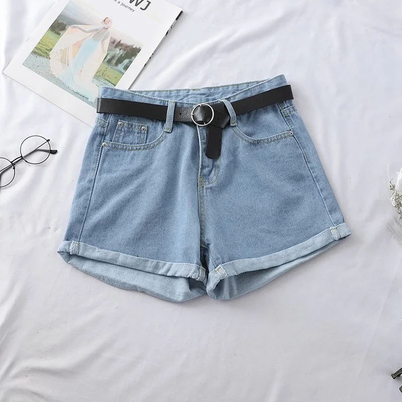 Shorts Women Chic All-match Korean Casual Basic Simple Harajuku Teens Denim Short Trouser Basic Loose Wide-leg Womens Clothing