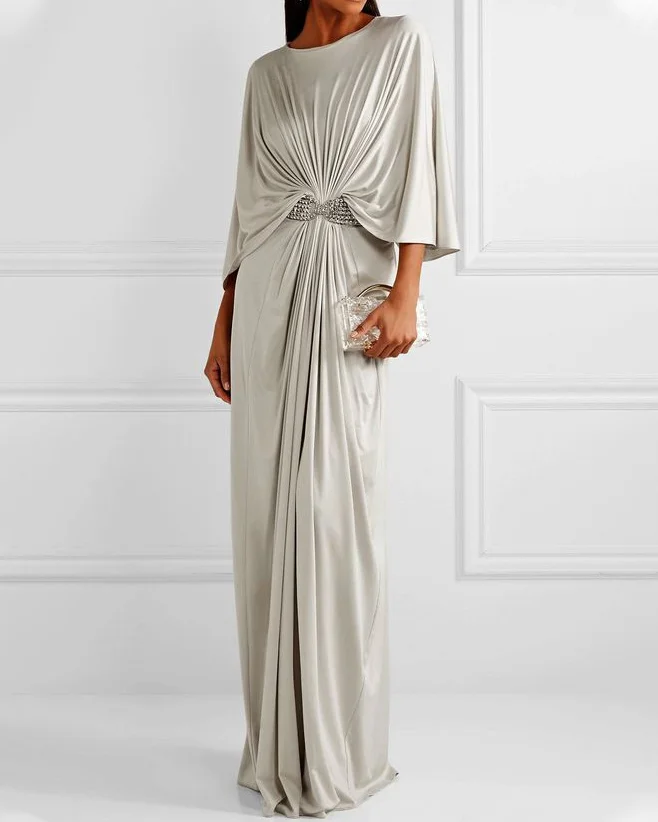 Women's Elegant White Satin Long Dress ​- 01
