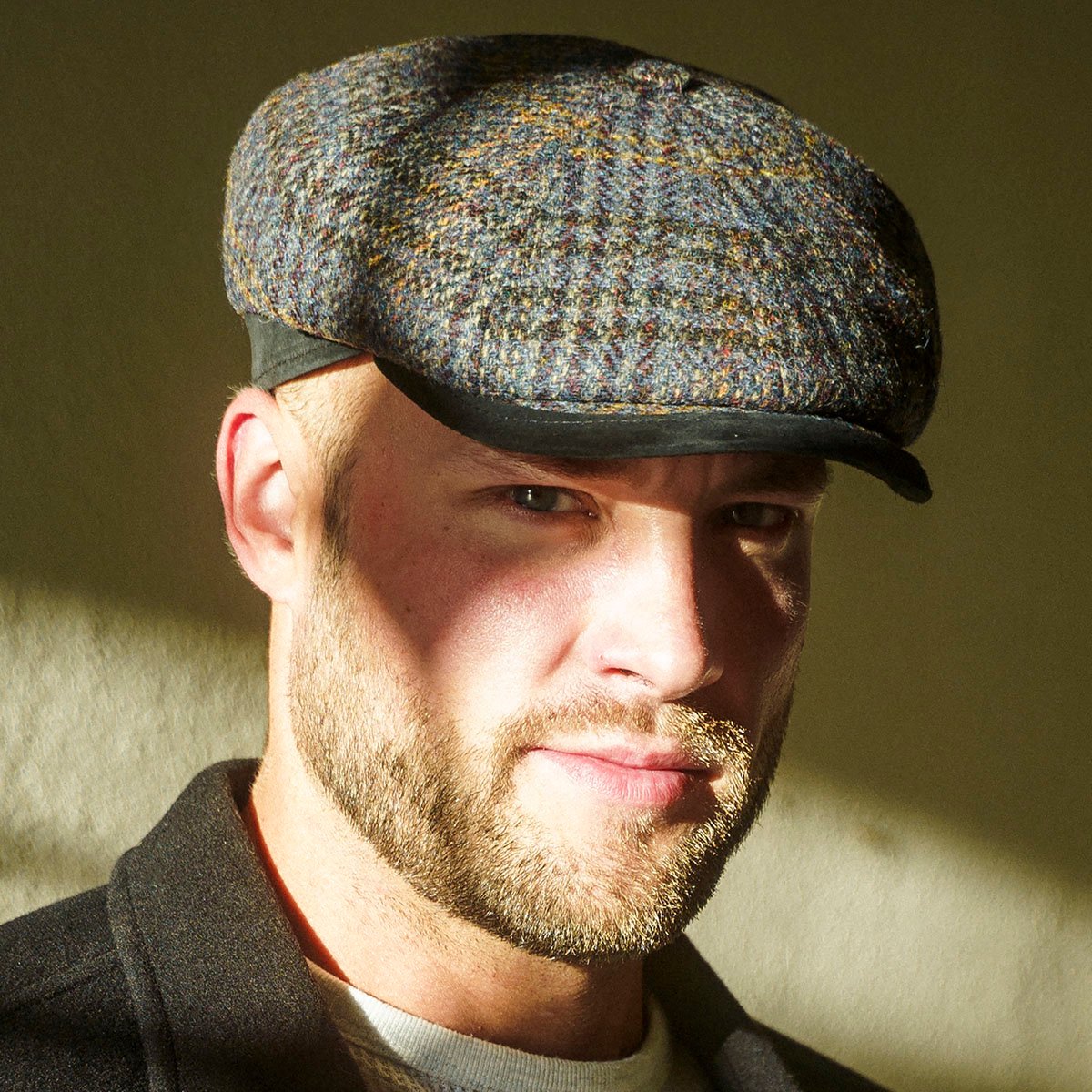 【NEW!】PEAKED CAPS Genuine Scottish Harris Tweed 8 Panels Man Cap Malone