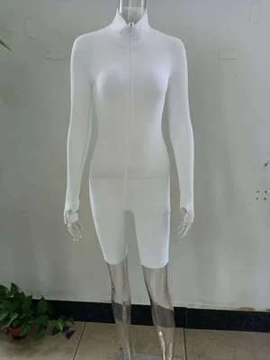 Uveng Zipper Stretch Turtleneck Embroidered Street Hipster Slim Fit Fitness Jumpsuit Yoga Suit