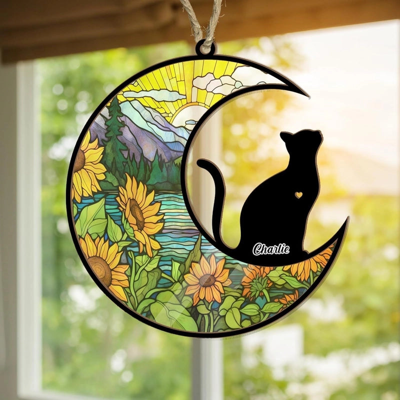 Cross-border New Christmas Decorations Colorful Acrylic Cat Sympathy Gift Cat Memorial Halloween Decoration Hanging Ornaments